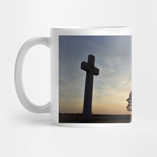 Kansas Sunset with a colorful sky and cross silhouette. Mug